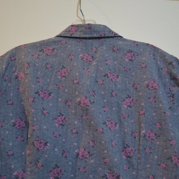 FADED GLORY (1972)qaulity Goods Button Shirt Short Sleeves Floral Shirt L(12-14) - Picture 6 of 6